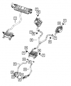 Кронштейн выпускной трассы с бочкой задний Jeep Grand Cherokee WL 21-23 3.6 long