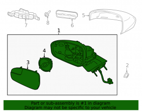 Зеркало боковое левое в сборе Ford Fusion mk5 17-20 5 пинов, BSM, подогрев, графит, с крышкой