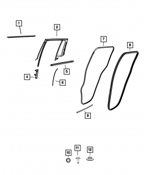 Уплотнитель двери задней левой Jeep Grand Cherokee WL 22-26