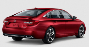 Накладка заднего бампера нижняя Honda Accord 18-22 черный глянец, с молдингом темный хром, царапины, отклеен молдинг