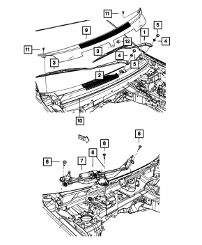 Поводок дворника правый Dodge Journey 11-13