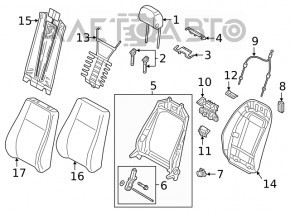 Пассажирское сидение Audi A5 F5 20-25 с airbag, электрическое, подогрев, кожа черная