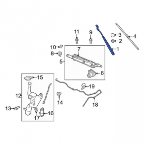 Поводок дворника левый Ford Fiesta 11-19