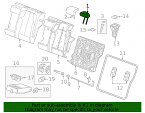 Tetieră al doilea rând de scaune, stânga, Chevrolet Equinox EV 24-26, piele neagră, cusături roșii