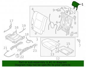 Подголовник 2 ряда правый Mitsubishi Outlander 14-20 ткань черный
