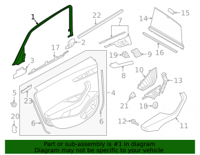Рамка двери внутренняя задняя правая Audi A4 B9 17-25 черная без шторки