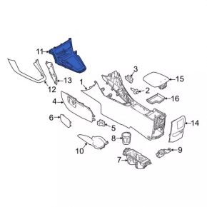Накладка центральной консоли Ford Focus mk3 15-18 рест, серая, мелкие царапины