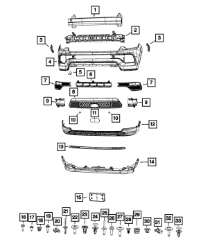 Решетка бампера правая Jeep Compass 22-26 структура без ПТФ