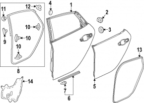 Уплотнитель двери задней левой нижний Honda Civic XI FE/FL 22-26