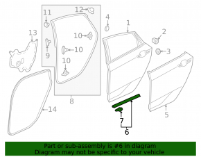 Уплотнитель двери задней левой нижний Honda Civic XI FE/FL 22-26
