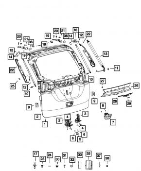 Отбойник двери багажника левый Jeep Cherokee KL 14-23