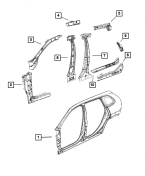 Стойка кузова центральная правая Jeep Cherokee KL 14-23