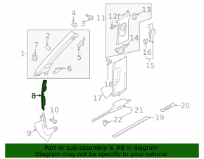 Накладка передней стойки средняя левая Audi A3 8V 15-20 4d, 5d, черная