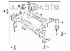 Подрамник задний Audi A5 F5 18-25 AWD, микротрещины 2 С/Б подрамника