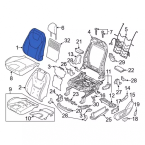 Водительское сидение Ford Edge 15-24 без airbag, кожа беж
