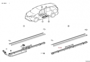 Capacul ghidajului exterior al scaunului din stânga al 2-lea rând, stânga Toyota Sienna 21-25 negru