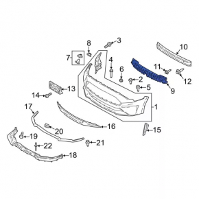 Абсорбер переднего бампера Ford Mustang mk6 18-23 рест