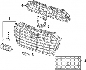 Эмблема решетки радиатора grill Audi Q5 80A 21-24 хром