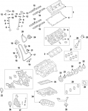 Capacul blocului cilindric stânga asamblat Toyota Highlander 20-22 3.5
