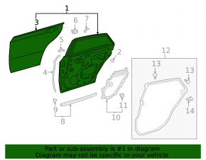 Дверь голая задняя левая Toyota Avalon 19-22