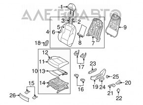 Водительское сидение Hyundai Sonata 11-12 без airbag, ткань серое