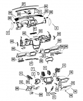 Торпедо передняя панель без AIRBAG Jeep Cherokee KL 14-18 беж
