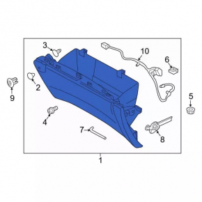 Перчаточный ящик, бардачок Ford Edge 15-24 черн с airbag