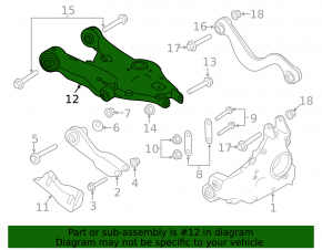 Braț de control inferior pentru arc spate dreapta, Land Rover Discovery Sport 17-25, pentru suspensie adaptivă