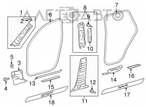 Накладка передней стойки левая Toyota Rav4 06-06 сер