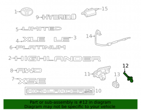 Форсунка омыватель заднего стекла Toyota Highlander 20-26