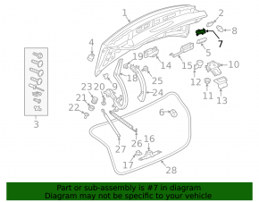 Кронштейн отбойника крышки багажника левого Audi A4 B9 17-25 на крышке, 2 части