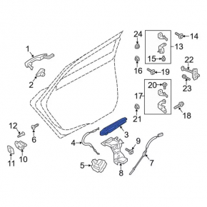 Механизм ручки двери задней правой Ford Edge 15-24 под keyless