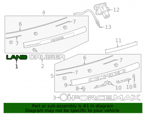 Эмблема надпись LAND двери багажника Toyota Land Cruiser 24-26