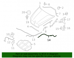 Трос открытия замка капота BMW X5 X6 E70 E71 07-13 задняя часть