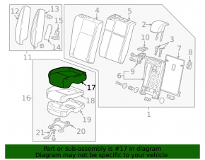 Подушка заднего ряда сидений правая Buick Encore 13-16 комбинированная кожа черно-серая с серой тканью, пятна