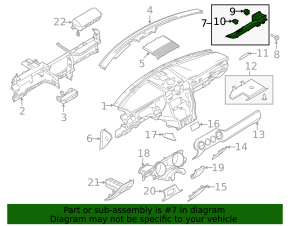Накладка передней панели правая Ford Mustang mk6 15-23 черная, без дефлектора, с эмблемой