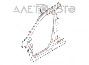 Стойка кузова центральная левая Ford Edge 15-24 тычка, отпилена