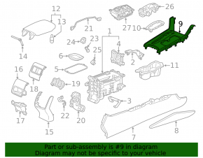 Накладка центральной консоли подстаканники Honda Accord 20-22 тип 2, серая