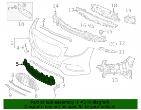 Нижняя решетка переднего бампера Mercedes C-class W205 300/350e/350h/400 15-18 под Luxury