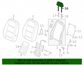 Подголовник передний правый VW Passat b7 12-15 USA кожа серая