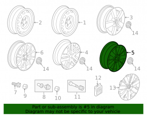 Диск колесный R16 VW Jetta 11-18 USA тип 4 легкая бордюрка