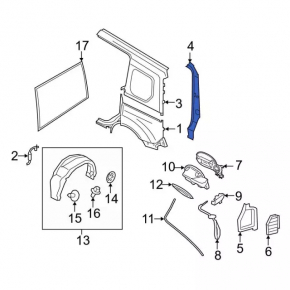 Накладка над фонарем правая Ford Transit Connect MK2 13-23 под две створки