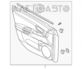 Обшивка двери карточка передняя левая черн/беж Mazda3 03-08 HB