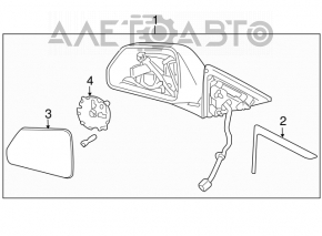 Oglindă laterală dreapta Cadillac CTS 08-12, 9 pini, portocalie, defect de fixare