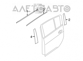 Молдинг дверь-стекло центральный задний правый Nissan Leaf 13-17 мат