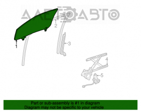 Geamul ușii din față stânga a unui Lexus RX300 98-03.