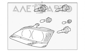 Farul dreapta din față goală Lexus RX300 98-03 SUA halogen dorest negru