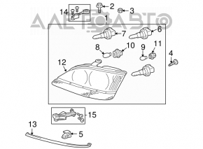 Farul dreapta din față goală Lexus RX300 98-03 SUA halogen dorest negru