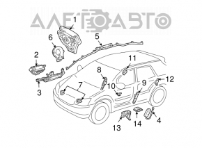 Perdeaua de aerbag lateral dreapta pentru Lexus RX300 RX330 RX350 RX400h 04-09