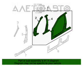 Bara caroseriei centrală stângă Infiniti FX35 FX45 03-08 a fost tăiată